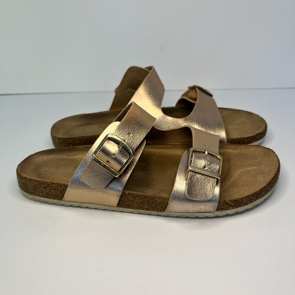 Cat‎ And Jack Slip On Slide Sandals Rose Gold Metallic Adjustable Straps Size 5